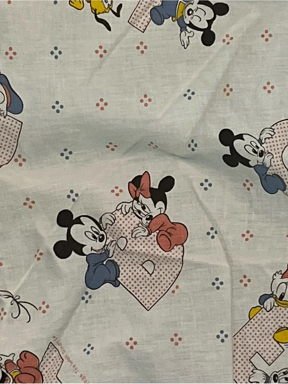 Vintage Dundee Mickey Minnie Mouse ABC Baby Blanket Cotton White